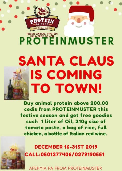 ProteinMuster's tweet photo. Protein muster is at it again, get a chance to win a full chicken, a liter of oil, bottle of Italian red wine and 210g of tomato paste and a lot more, all you have to do is follow us on Instagram, participate in the on going activity before 31st to win. Merry Christmas 😁🌲 https://t.co/NSO2tc2Fb8