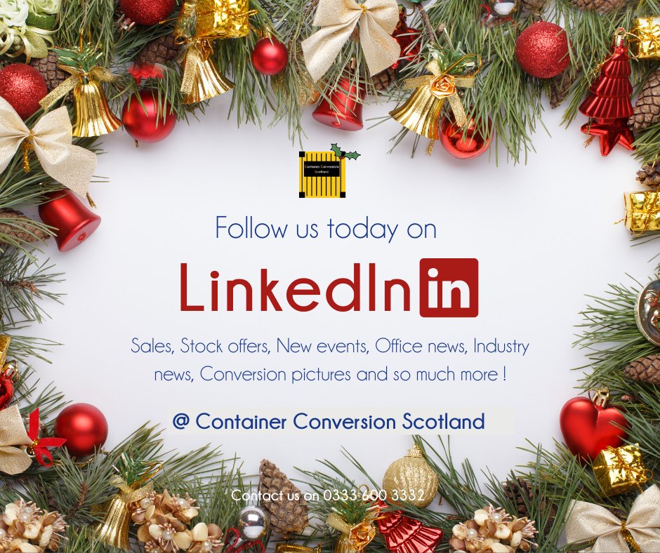 Connect this Christmas with Container Conversions Scotland on LinkedIn for stock pictures and office news to bring festive cheer to your timeline ! 🎅🤶🎄
-
#LinkedIn #Christmas #container #conversions #ThursdayMotivation #ThursdayMorning #thursdayvibes