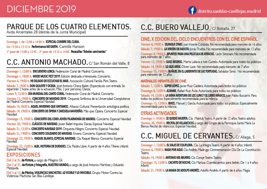 Este finde, conciertos especiales con motivo de la Navidad en los centros culturales: con las orquestas Allegro y Jonsui de la Fundación Talía Concertante, la cantante Raquel Blanco, el grupo de la Parroquia Santa María La Blanca, el coro Sawabona y el trío de cuerda Pandora👇