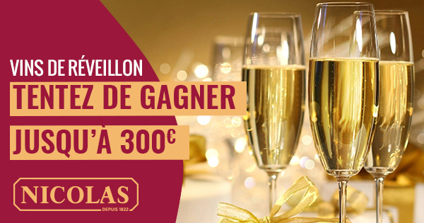 Vos achats chez Nicolas vous permettent de gagner des cartes cadeaux de 50€... Et une carte cadeau de 300€ ! 
#jeu #noel