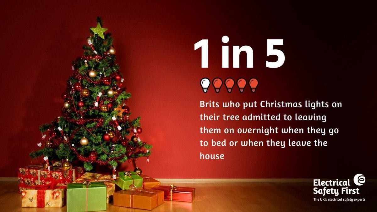ElecSafetyFirst's tweet photo. Never leave your #Christmas lights on when you've left the house or have gone to bed. It could be deadly. Check out our #electricalsafety advice: https://t.co/jIcyMgad8s https://t.co/3NGaUuJ0MY