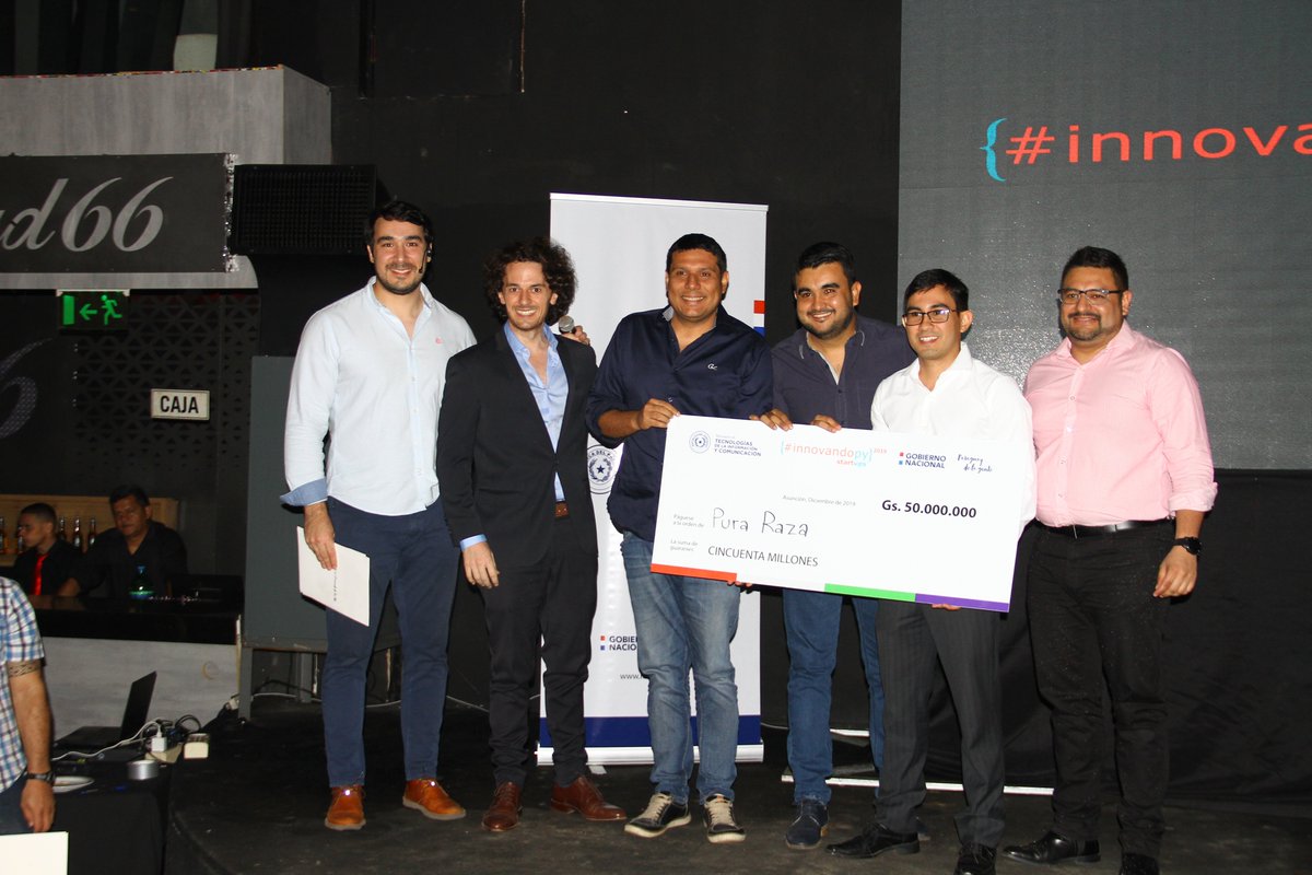 aperaltavierci's tweet photo. ¡Convencidos de que la tecnología transforma la calidad de vida de nuestra gente! Las innovadoras propuestas de #PuraRaza, #Pavillion #Buscasa y #Agendia son requeridas en el mercado actual. ¡Mis felicitaciones a los equipos ganadores de la edición 2019 de #InnovandoPY #Startups! https://t.co/wlwDSA6lUx