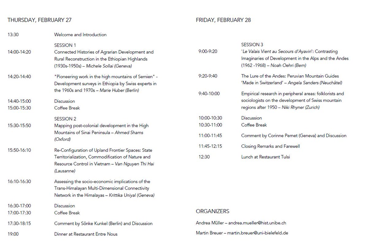 c_pernet_'s tweet photo. Looking forward to this fine workshop in #Bern on the #HistoryOfDevelopment in the highlands - from the Sinai to the Himalaya to the Andes & the Alps! Talks by @marie_huber, @SollaiMichele and many others. Above all, kudos to @mu_heia and Martin Breuer for making this happen! https://t.co/6qdPk8zpdm