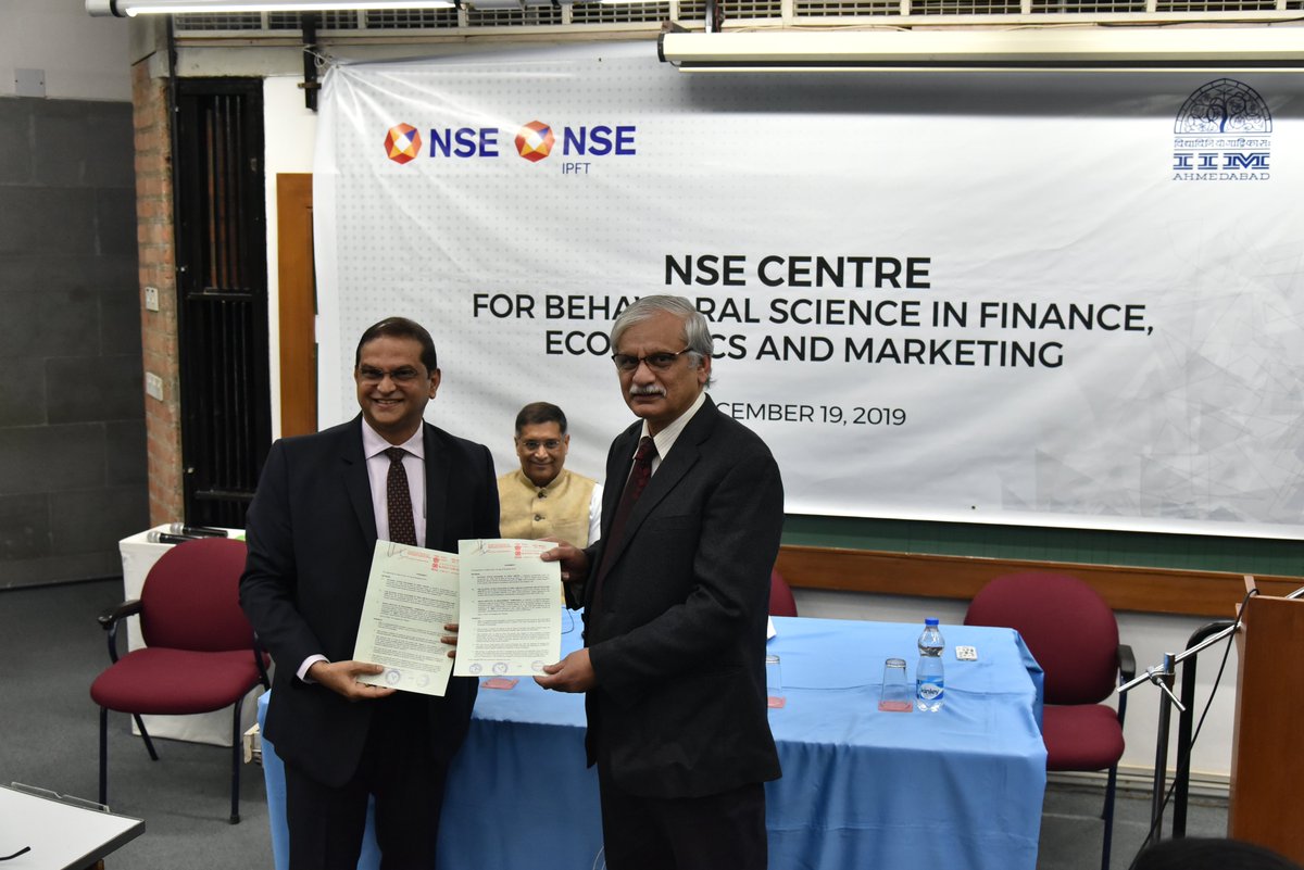 IIMAhmedabad's tweet photo. The @NSEIndia Centre for Behavioral Science in Finance, Economics and Marketing was inaugurated at #IIMA. The centre is the first of its kind in a #management institution as it will study the impact and outcome of behavioural science in markets.
@arvindsubraman @proferroldsouza https://t.co/hjbJeI5qQp