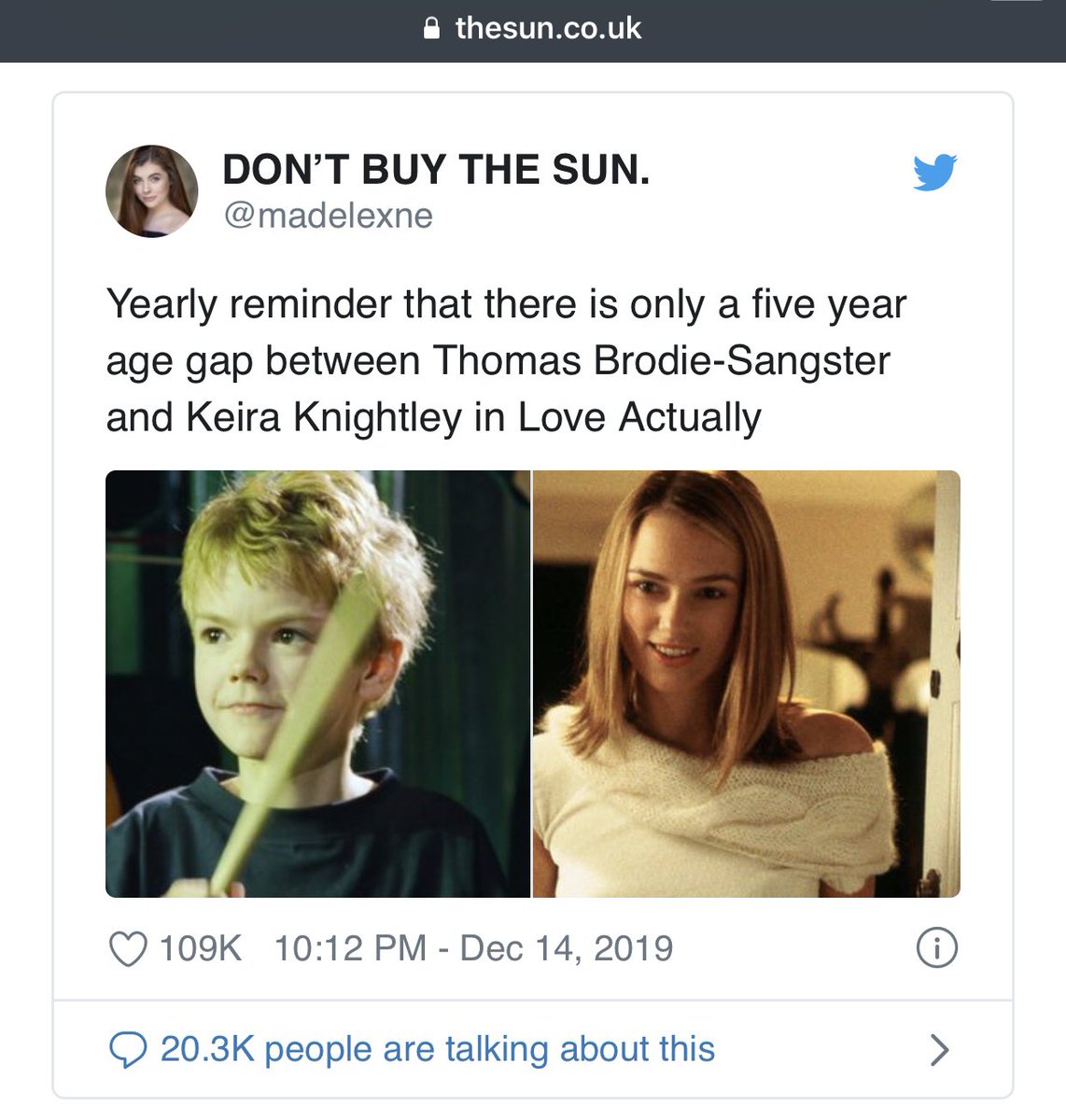 The Sun has written about my tweet.

I have acted accordingly.