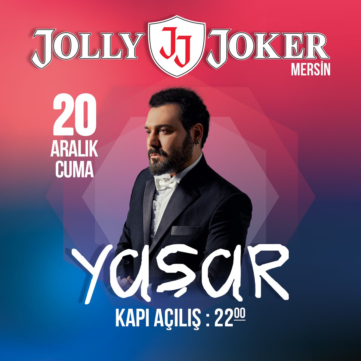 20 Aralık Cuma <a href="/yasar_gunacgun/">Yaşar Günaçgün</a> <a href="/jjmersin/">Jolly Joker Mersin</a> sahnesinde. Kapı açılışı 22:00 Bilgi için: 0545 652 20 20 - 0546 652 20 20