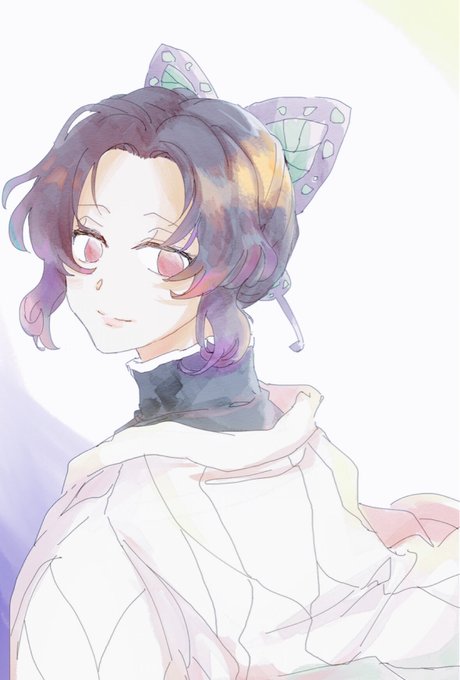 えーさんがTwitterに投稿した胡蝶しのぶ(鬼滅の刃)のイラスト。