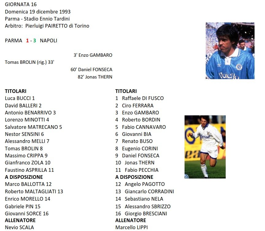 HistorySeriea's tweet photo. 19 dicembre 1993, il Napoli guidato da Marcello Lippi batte il Parma delle meraviglie a domicilio. 4gol, 1 rigore e 2espulsioni.Buona lettura #seriea #anni90 #parma #Napoli #serieAhistory #19dicembre #AccaddeOggi @sscnapoli @1913parmacalcio @SerieA https://t.co/LT0JgG6IEQ