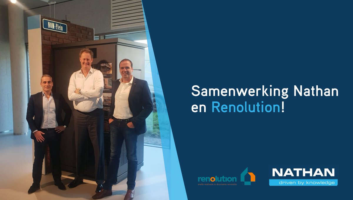 NathanBenelux's tweet photo. Trots! Zojuist hebben we met @RENOLUTIONBV een overeenkomst ondertekend, waarbij we samen ruim 750 woningen in Nederland en Duitsland gaan voorzien van de Nathan Energiemodule. We gaan er samen mooie projecten van maken!
#energiemodule #drivenbyknowledge #NOM https://t.co/VqtpKk50Nn