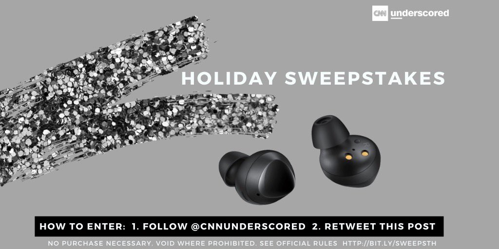 CNNUnderscored's tweet image. Retweet and follow for a chance to be entered to win a pair of @SamsungUS #GalaxyBuds

For the next 5 days we’re giving away some of our favorite products of the year. To enter, simply follow the steps listed below. Official rules: bit.ly/sweepsth

#sweepstakes
