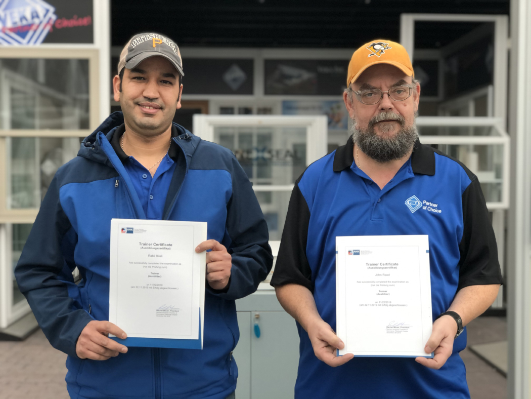 vekainc's tweet photo. Congrats to VEKA’s Megan McGuire, Rabii Bilali & John Reed who completed Train the Trainer program, & passed the exam to be certified as internationally-approved trainers for apprenticeships. Thanks Assoc. of German Chambers of Industry & Commerce (DHK) and @GACCPIT.
#training https://t.co/1F1cs6dbFQ