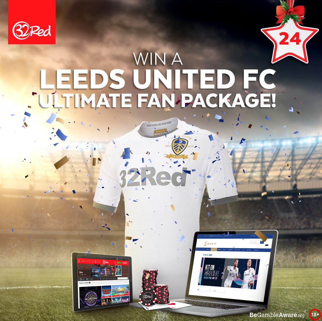 32Red's tweet image. Christmas Countdown Day 2⃣4⃣! Win a @LUFC Fan Package! 🎅

Signed shirt &amp;amp; ball
2x Stand tickets v PNE - 26/12
2x VIP tickets v Millwall - 25/01

For a chance to win, just RT, follow and comment #32RedChristmasCountdown

Entry closes at 2pm!

T&amp;amp;Cs: bit.ly/2PE0bC0 🔞