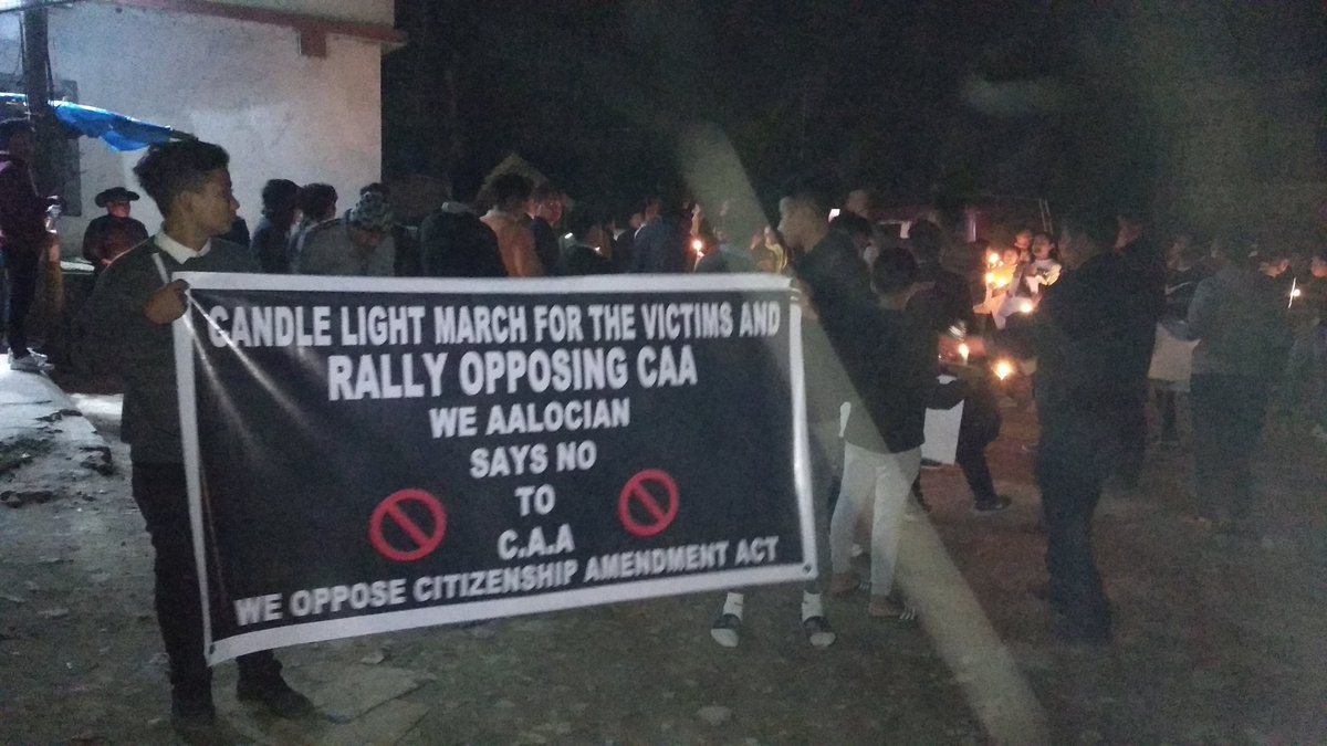 SibaDeka5's tweet photo. #CABprotest at Aalo , West Siang District of Arunachal Pradesh , more then 500 students and youth candle march done peacefully . 
We are Same boat Brother .
https://t.co/OXECFtate0
#NorthEastAgainstCAB 
#NDTV #IndiaAgainstCAA https://t.co/FxluOK1lRs