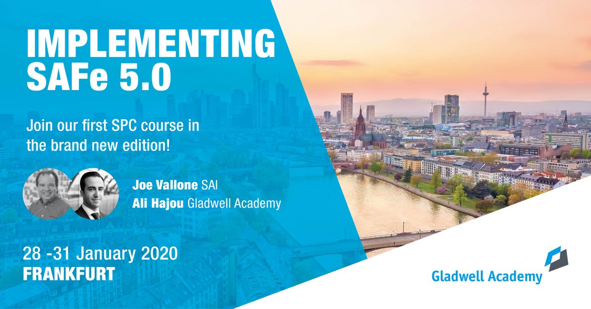 Ready to start implementing #SAFe in the new year 2020? 
Join our first SPC 5.0 in Frankfurt! (This course is guaranteed to run) 

Register now: ow.ly/pqoZ50xCSjj

#Frankfurt #Agile #ScaledAgileFramework