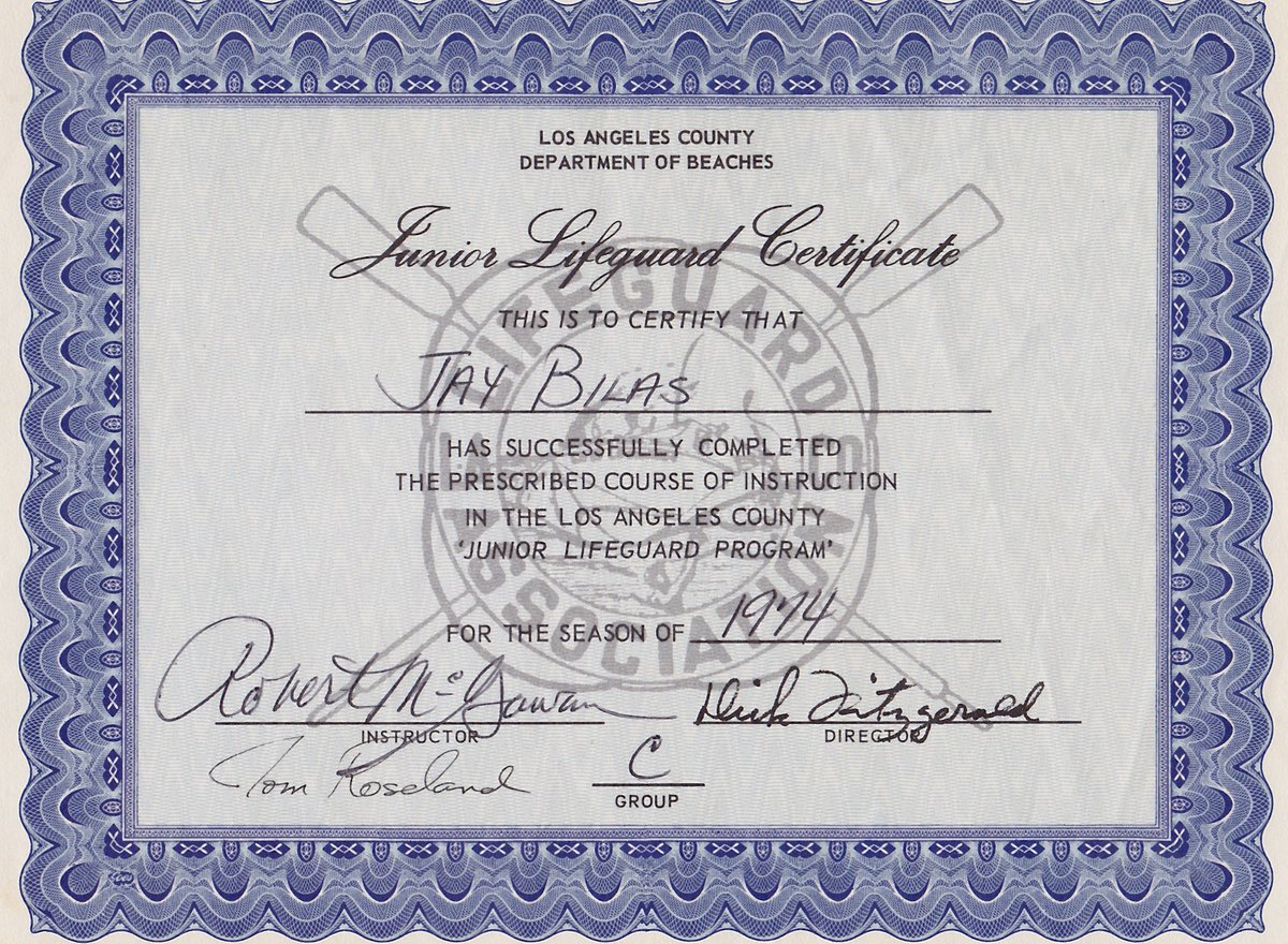 Jay Bilas Throwback Thursday A Young Bilastrator Receives His Los Angeles Junior Lifeguard Certification From Jg To Og
