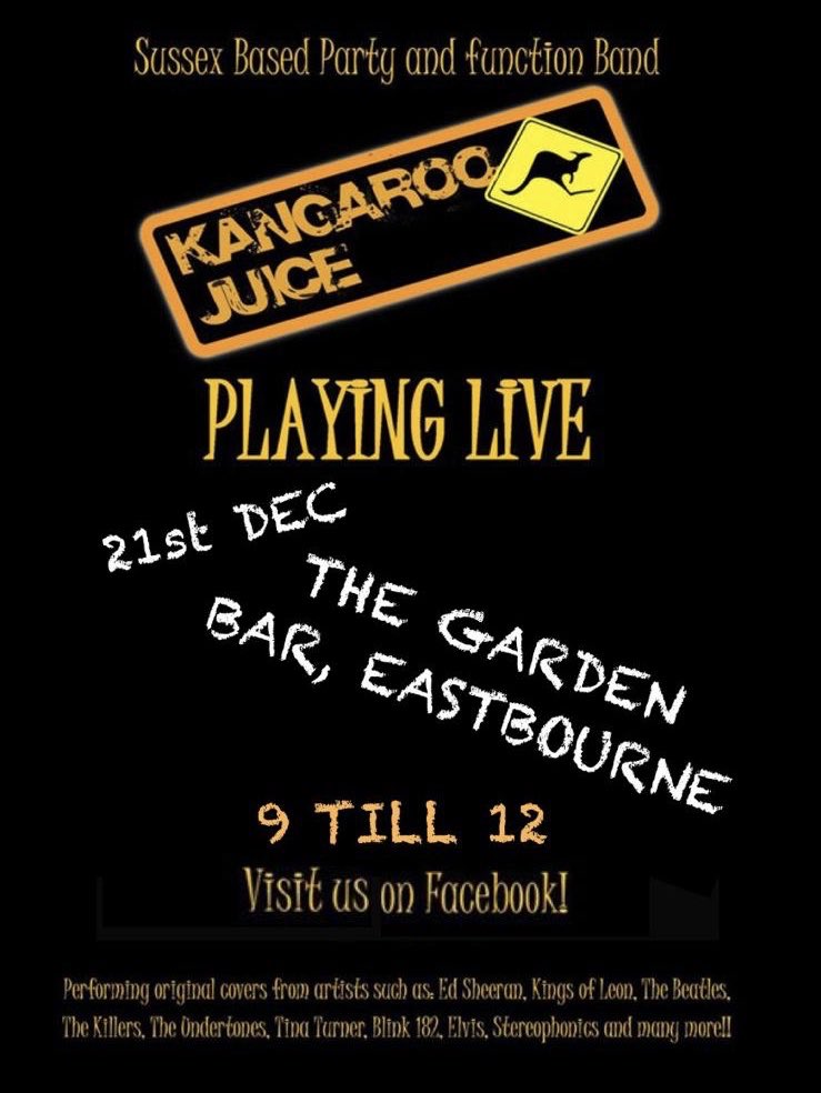 Live music this Saturday night from Kangeroo Juice! #eastbourne