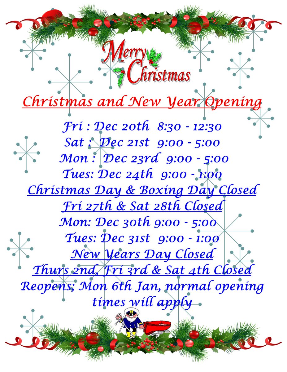 We would like to wish all our customers a Happy Christmas and Best Wishes for 2020, we look forward to seeing you in the New Year. 
Our opening times over the festive season are;