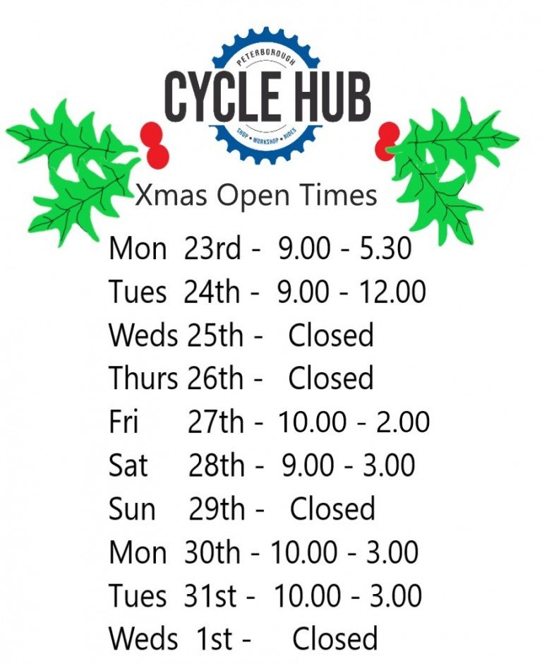 Christmas Opening Times - peterboroughcyclehub.co.uk/news/christmas…