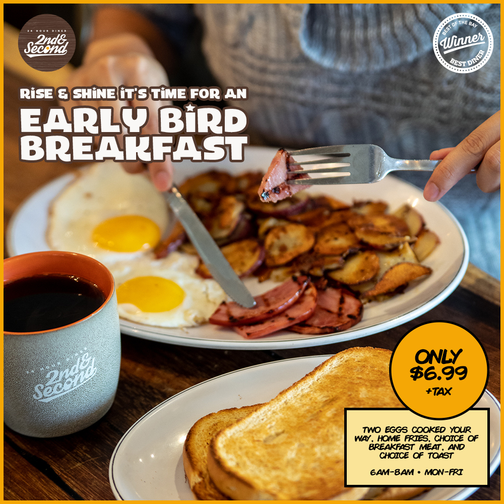 2ndNSecond's tweet photo. Rise and shine for the best breakfast deal in St. Petersburg! $6.99 gets you all of this: 

Two eggs your way 🍳
Choice of breakfast meat 🥓
Home fries 🥔
Choice of toast 🍞

Monday-Friday, from 6am-8am at The Best Diner in Tampa Bay! https://t.co/F2VzZobDby