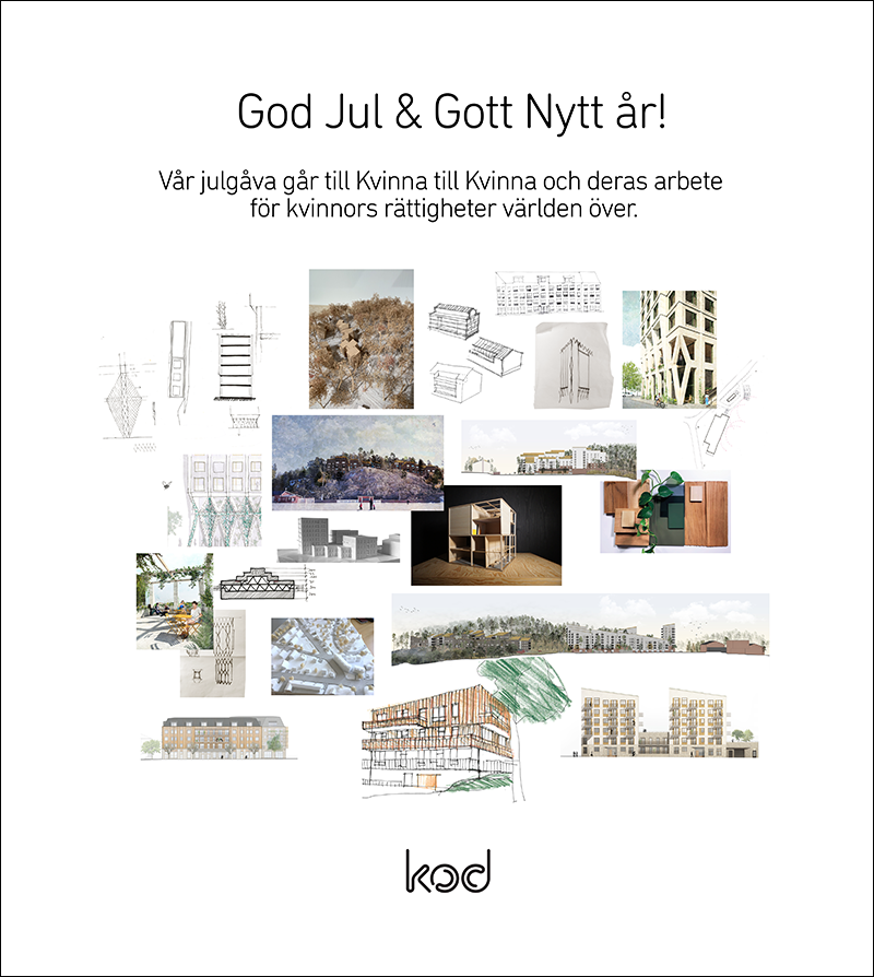 God Jul önskar vi på Kod! Nästa år är det 20-årsjubileum för kontoret, vi hörs och ses då! Stöd @Kvinna_t_Kvinna du också: kvinnatillkvinna.se #KodArkitekter #GodJul #Arkitektur #Stadsutveckling #KvinnatillKvinna