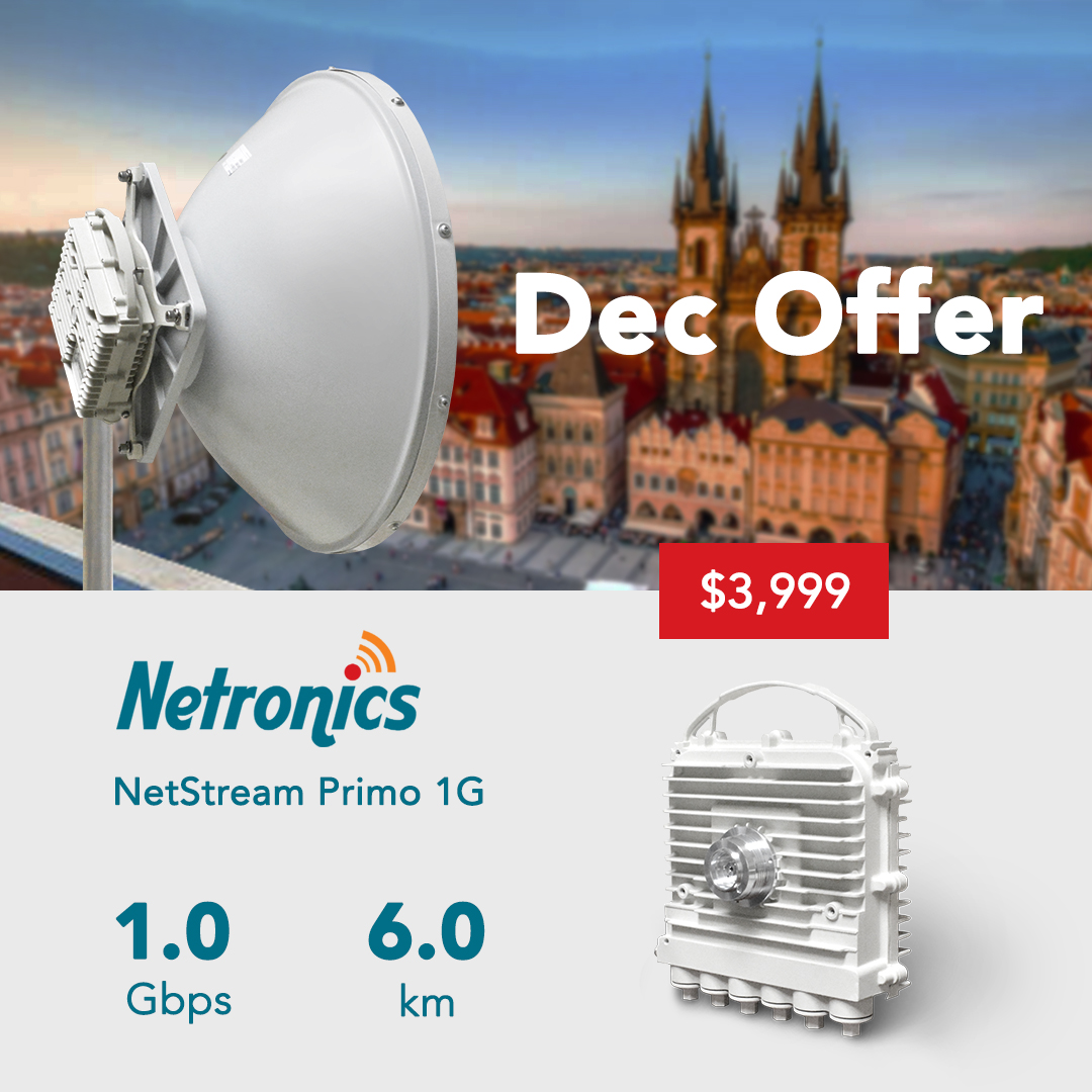 Netronics_Comm's tweet image. NetStream Primo 1G

The link with:
- 1000 Mbps (full duplex)
- 2 Gbps aggregate
- No interference E-Band spectrum
- 6 km link distance
- 99.99% availability

To inquire:
Email - info@netronicsnetworks.com
Message us on Facebook - zurl.co/OK2Y