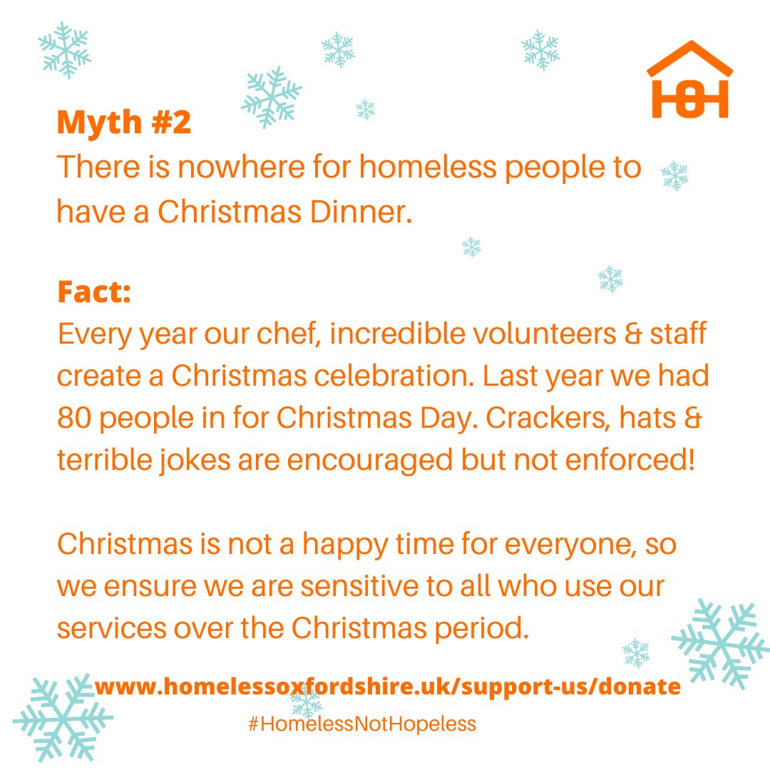 No Christmas Dinner for homeless people? Yes there is in Oxford! All welcome, especially with terrible jokes. Our fabulous chef, staff & volunteers serve up a wonderful Christmas Day meal. You can donate towards that meal >> homelessoxfordshire.uk/support-us/don… #HomelessNotHelpless