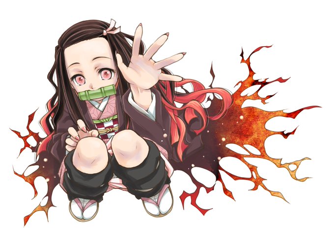 有馬啓太郎さんがTwitterに投稿した竈門禰豆子(鬼滅の刃)のイラスト。