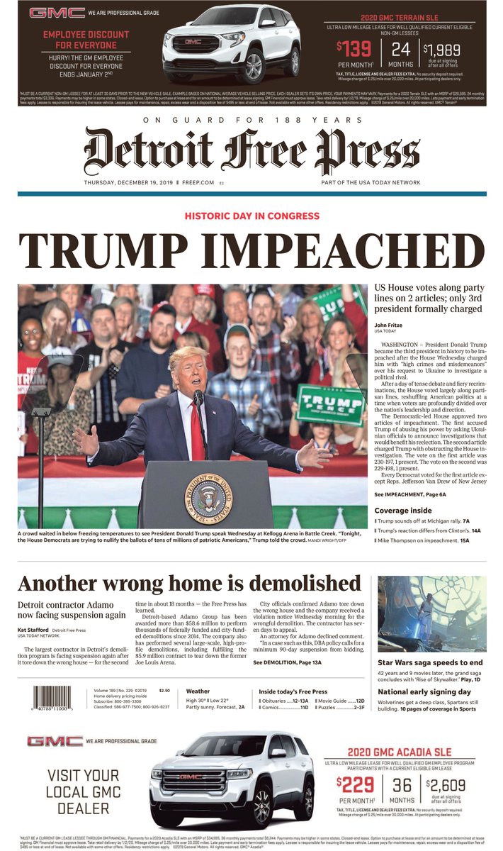 Detroit Free Press On Twitter Our Historic Front Page Today