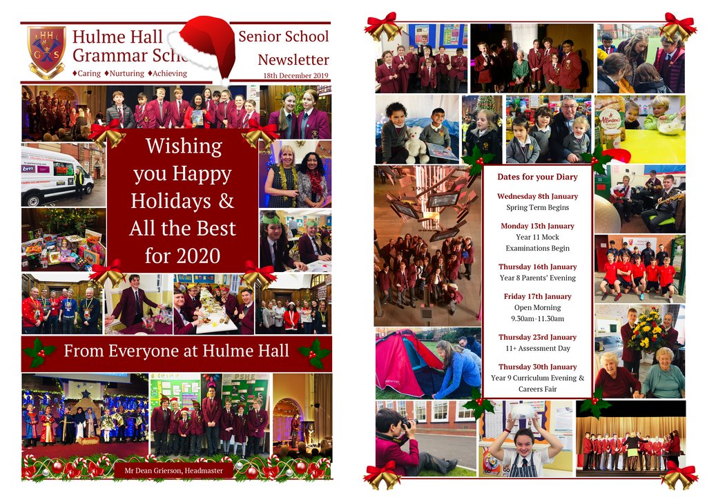 HulmeHallGS's tweet photo. Wishing all our pupils and their families a Happy Holiday. We look forward to seeing you all back in school #SmartandSmiling on Wednesday 8th January #FestiveSeason #Christmas #HappyHolidays https://t.co/XXLKrVVmlH