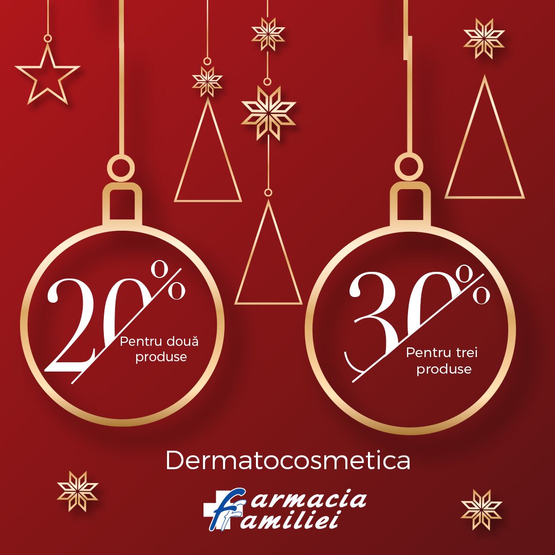 În decembrie, la Farmacia Familiei, matematica o ia razna. 😎

➡ La procurarea a 2 produse - 20% reducere;
➡ La procurarea a 3 produse - 30% reducere la fiecare produs. 

😉Doar în perioada, 16-31 decembrie, ai până la -30% reducere la dermatocosmetică.