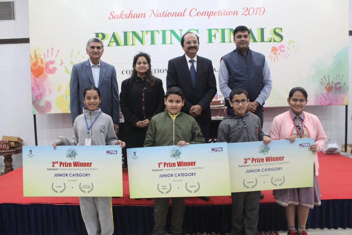 pcraindia's tweet photo. We congratulate the top winners of the junior category in the Saksham National Painting Finals 2019. 
#ConserveFuture #PCRA #MainHoonSaksham #ThursdayThoughts 
@ccoi_1947 @dpradhanbjp @RKAhuja11 @PetroleumMin @HPCL @mygovindia https://t.co/xE4ttr0z5Y