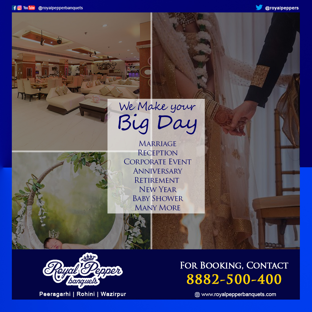 royalpeppers's tweet photo. You create it, we make it at Royal Pepper Banquets
Planning for a big day's celebration? Visit us, TODAY!
Find us on https://t.co/yVrpqcCey4 for more info
Contact: 08882500400/ 9999125959/ 9999125914/ 9999125916
#RPBDelhi #BanquetsInDelhi #Celebrations https://t.co/T1uNLeeYCd