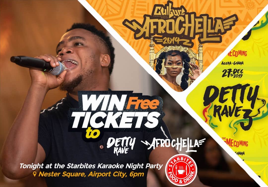 karaokekingsgh's tweet image. Free tickets available tonight for best performances!!! If you haven’t got your tickets for @DettyRave, @Afrochella, @tribvlafrica don’t miss this opportunity!!! @Starbitesgh 7pm sharp (Nester Square) hosted by @itsjojostone #DecemberinGhana #ParteAfterParte #YearOfReturn2019