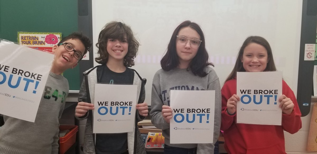 Amazing breakouts this week! Even the unengaged was into this! I gave them one hint card and strategically grouped them. All but 2 groups broke out all day! Thank you to <a href="/instruct_edtech/">Bryan Dulmage</a> for all you do and helping make this week fun and educational!!