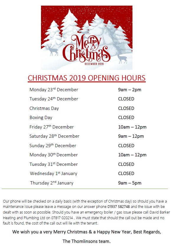 Merry Christmas and Happy New Year from all at Thomlinsons. 🎄⛄️

#Christmas #Wetherby #Yorkshire #Happy 
<a href="/rightmove/">Rightmove</a> <a href="/wetherbyhour/">#wetherbyhour</a> <a href="/Wetherby_News/">Wetherby News</a> <a href="/HgateAdvertiser/">Harrogate Advertiser</a> @StrayFM