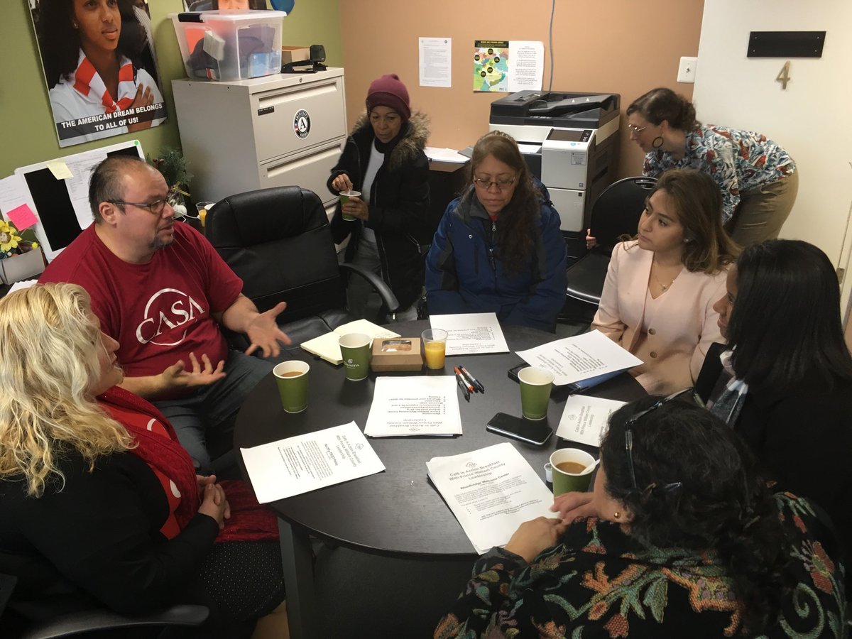 in_la_lucha's tweet photo. @CASAforall members discussing immigrant priorities for Prince William County with incoming supervisor @maf4woodbridge #end287(g) #education4all https://t.co/Vu23I5PfS0