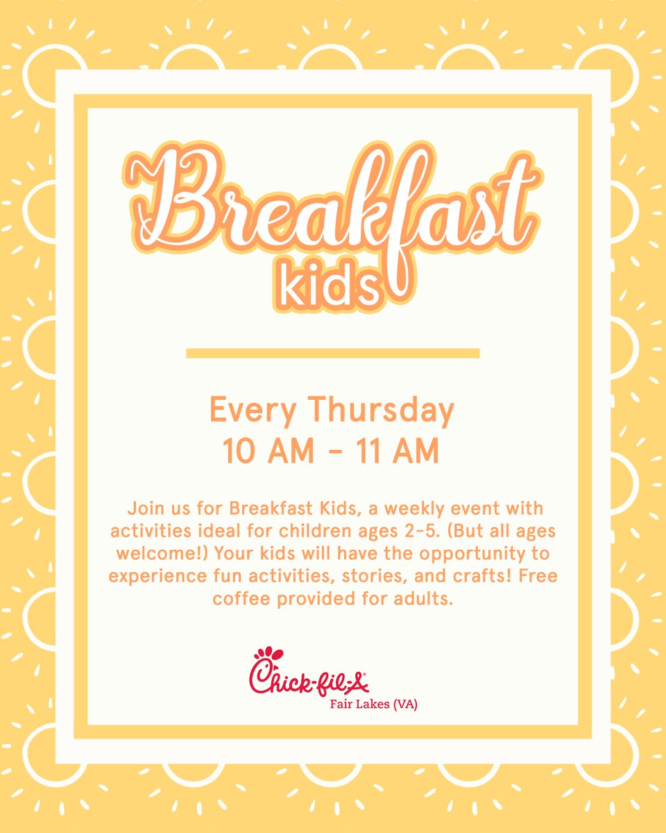 CFAFairLakes's tweet photo. Join us this morning for Breakfast Kids! This week's Breakfast Kids will feature stories with Usborne Books consultant, Barb R. https://t.co/yngWoG9jVp