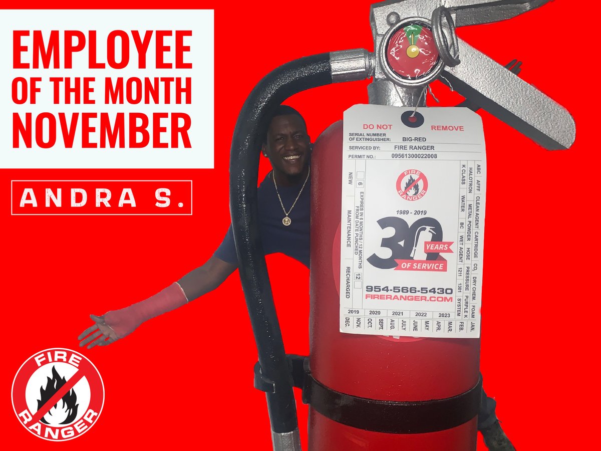 FireRangerFL's tweet photo. Congratulations Andra for winning Employee of the Month - 𝒩𝑜𝓋𝑒𝓂𝒷𝑒𝓇. Keep up the great work! 🥇
#FireRanger #FireSafety #Florida #SouthFlorida #Employeeofthemonth https://t.co/CMUmd7NbwA