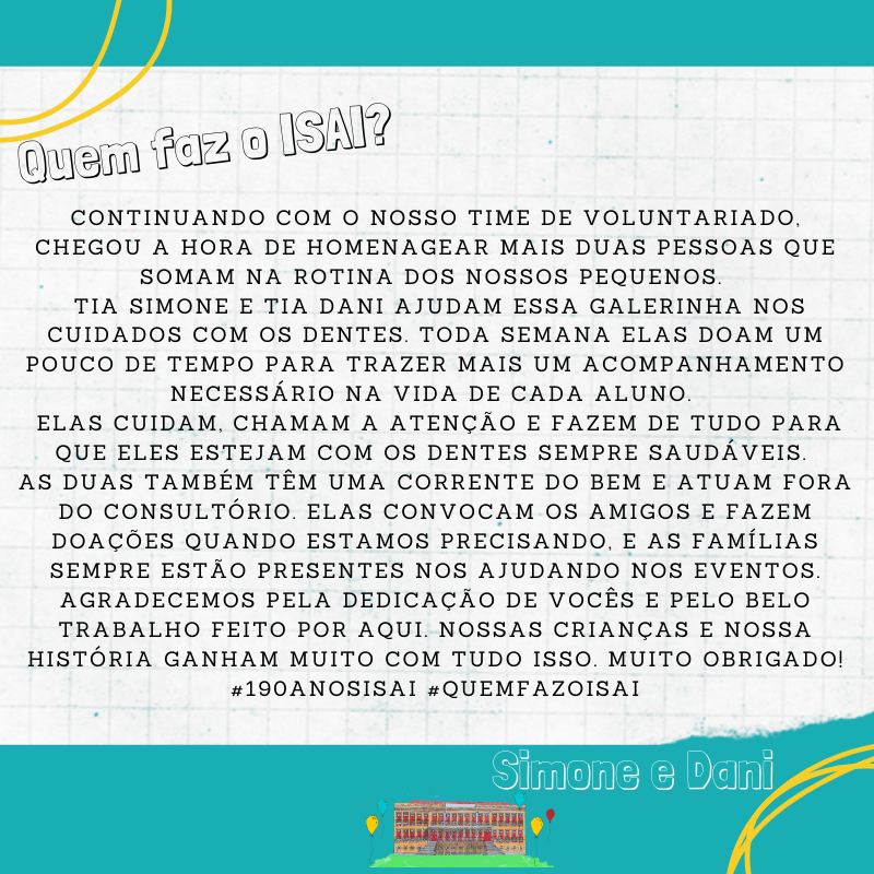 InstitutoIsai's tweet photo. ❤ #quemfazoISAI #190anosISAI https://t.co/VruYnNcNBx