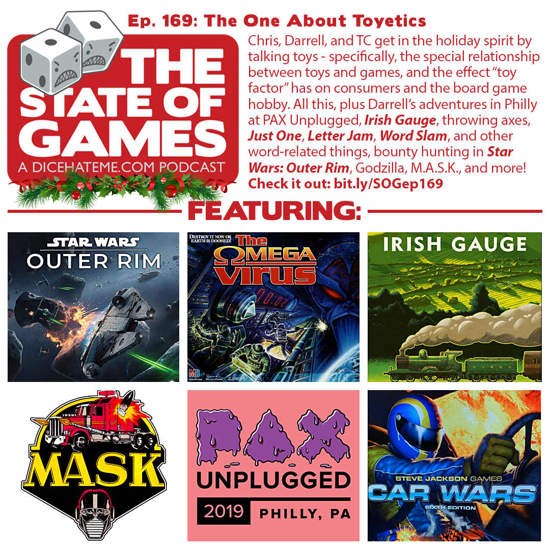 Just in time for the holidays, ep. 169 of <a href="/thestateofgames/">The State Of Games</a> is live! In this episode <a href="/getlouder/">Darrell Louder</a> <a href="/PuppyShogun/">T.C. Petty III 🇺🇦</a> and I channel our inner Santas and talk about toys that are games, and games that are toys, and a whole lot more! bit.ly/SOGep169