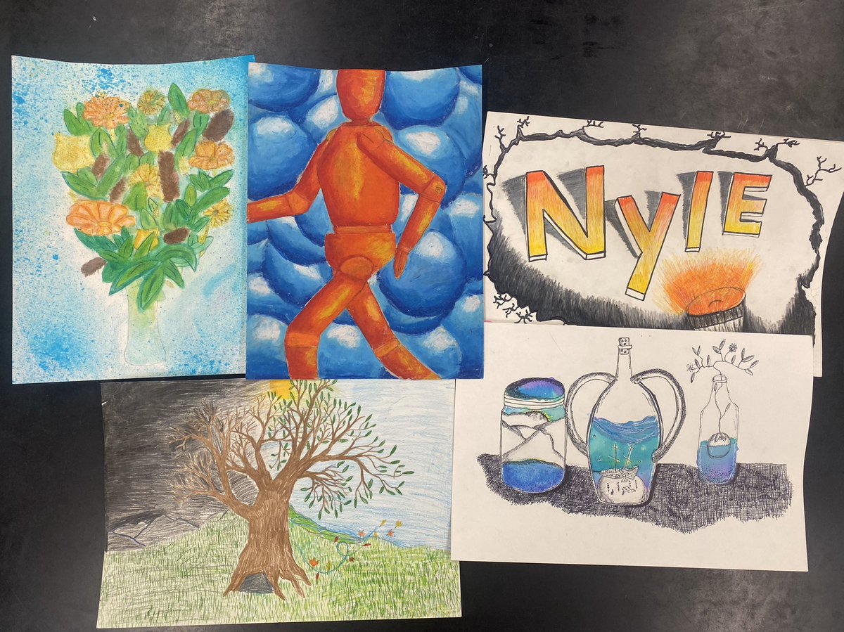 Here is a half a year of art for my intro art class. This student is moving and I’m sad! Sweet and talented. #6thgradeart #1stsemester #iamdsisd #wearedsms #middleschoolart #thomaslovesart1 #artteacherlife