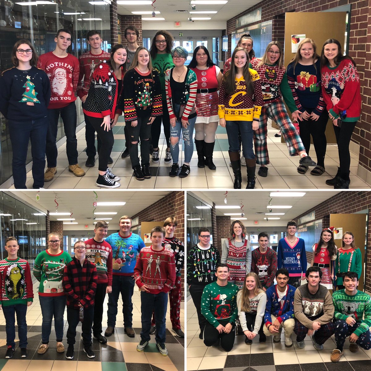 How do you celebrate the last day of exams?! #uglychristmassweaterday 🎉🎄 <a href="/LittleMiamiHS/">Little Miami HS</a> <a href="/LM_Schools/">Little Miami Schools</a>