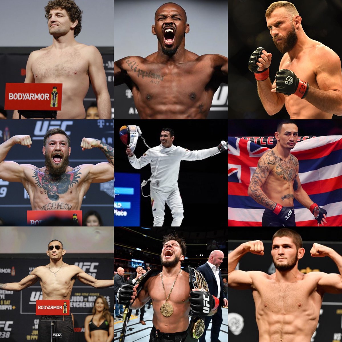 USPentathlon's tweet photo. 2019 has been an amazing year for Martial Arts!

But who is your FAVORITE Male Martial Artist???

@JonnyBones @benaskren @cowboycerrone @rubenoszki @TheNotoriousMMA @BlessedMMA @TeamKhabib
@HenryCejudo @TonyFergusonXT @Thorne_Research 

Vote Below👇
https://t.co/oIvcZTH6Dr https://t.co/SPqKKNBscR