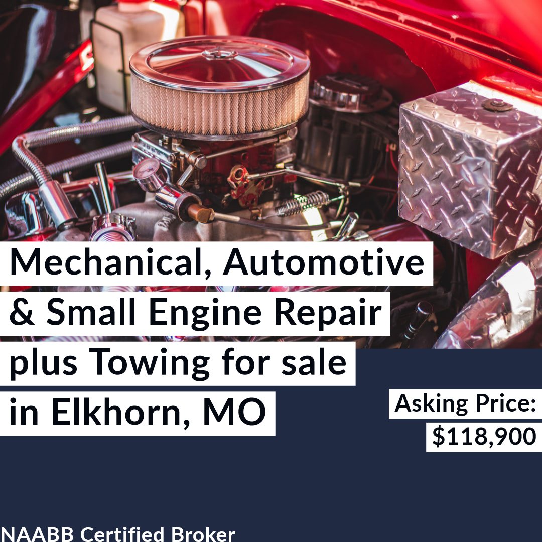 VisionaryBA's tweet image. A Perfect business for a person good with tools and their hands and would like to be their own boss!

Read more at bizbuysell.com/Business-Oppor…

#Beyourownboss #Elkhorn #StLouis #Missouri #Envoyz #Businessforsale #Businessbroker #Automotive #Mechanical #Towing