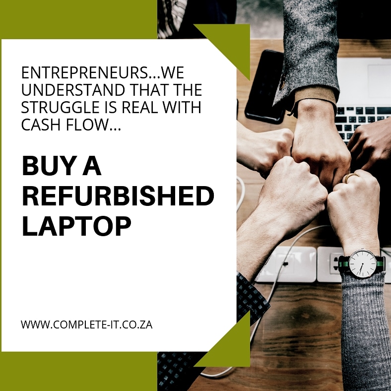 CompleteITCT's tweet image. Entrepreneurs - we understand the struggle is real with cashflow💰💲💶💵 in business... so when you need a new laptop👩‍💻 - but a refurbished laptop.  Your receive a 1 year warranty from Complete-It Solutions💙 - complete-it.co.za #entrepreneurs #completeitsolutions