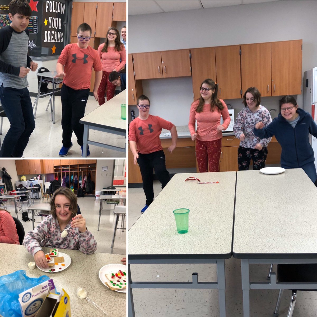 SPearlmutter's tweet image. Kicking off winter break with a gingerbread decorating dance party!! Happy holidays from my awesome class! #happyholidays #werbwms
