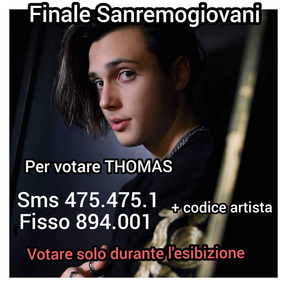 sonia_colucci_7's tweet photo. ECCO COME VOTARE @THOMAS_OFFICIALPAGE STASERA A #RAI1 #SANREMOGIOVANI
MI RACCOMANDOOO!!!
#thomas #ne80 #nuovacanzone #sanremorai #sanremogiovani #sanremogiovani2019 #rairadiolive #warnermusicitaly #amadeus #paolobonolis #antonellaclerici #pierochiambretti #pippobaudo https://t.co/9kHWl3IOfW