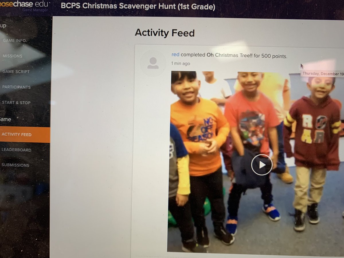 MrDboykin's tweet photo. Some fun holiday math #goosechase @bcpshillcrest @lizzieandkids @MCESMedia but only one team skip counted to the win #ignitelearningbcps https://t.co/SXqtEDUdGC