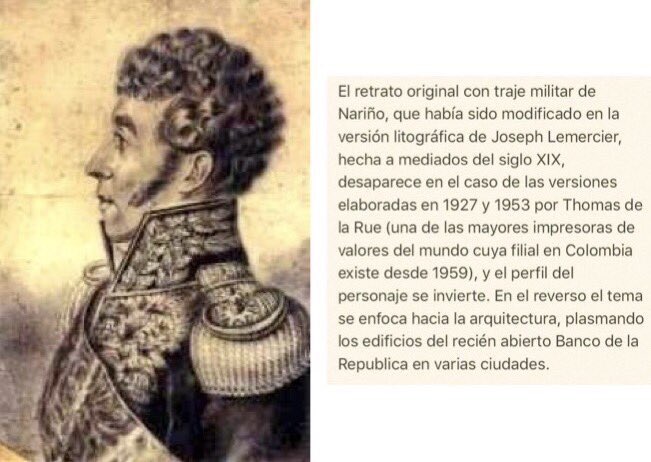 DeepSageApp's tweet photo. Una breve explicación de la iconografía del general Nariño en los billetes de $ 10 Pesos Oro emisiones 1927 y 1953

#ElDato de nuestro amigo de @slizarazoh https://t.co/Pcjj1ZIlo9