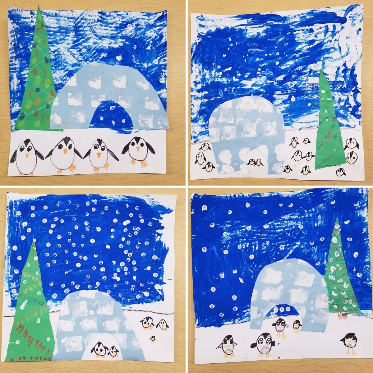 SenecaElemArt's tweet photo. Snowy gadget print penguin #landscapes with 1st grade!! 🐧 ❄ @SenecaElem https://t.co/mUmKaQbepQ